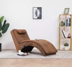Prolenta Premium Massage chaise longue met kussen kunstsuède bruin