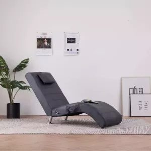 Prolenta Premium Massage chaise longue met kussen kunstsuède grijs