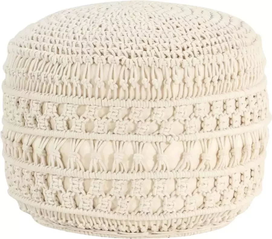 Prolenta Premium Poef macramé handgemaakt 45x30 cm katoen