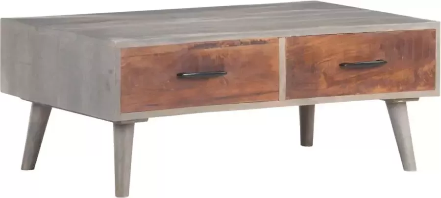 Prolenta Premium Salontafel 100x60x40 cm massief ruw mangohout grijs