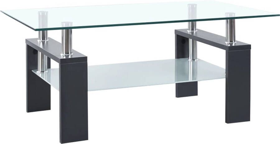 Prolenta Premium Salontafel 95x55x40 cm gehard glas transparant en grijs