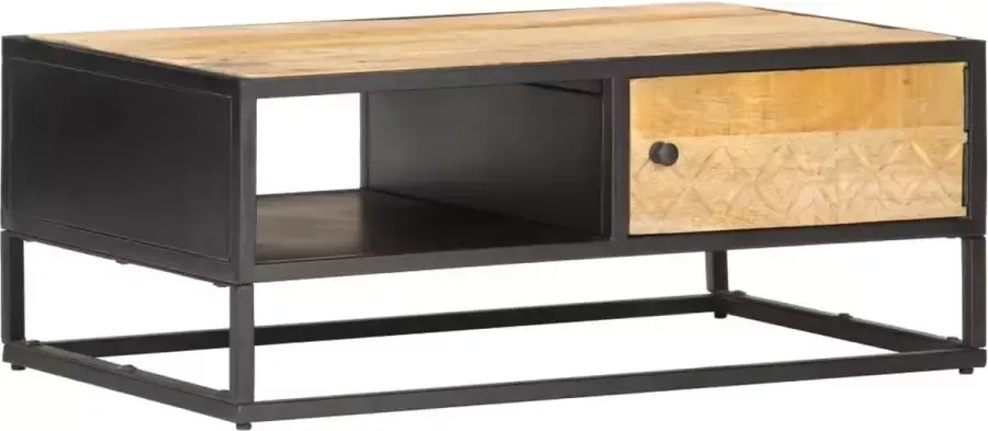 Prolenta Premium Salontafel met bewerkte deur 90x55x36 cm ruw mangohout