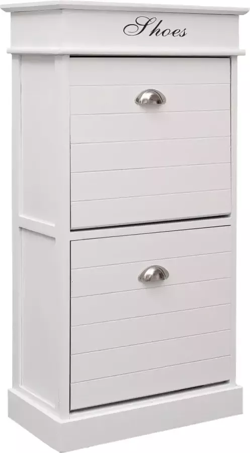 Prolenta Premium Schoenenkast 50x28x98 cm paulowniahout wit