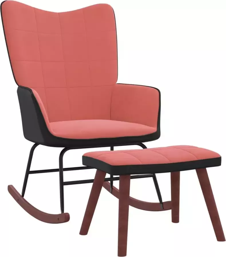 Prolenta Premium Schommelstoel met voetenbank fluweel en PVC roze