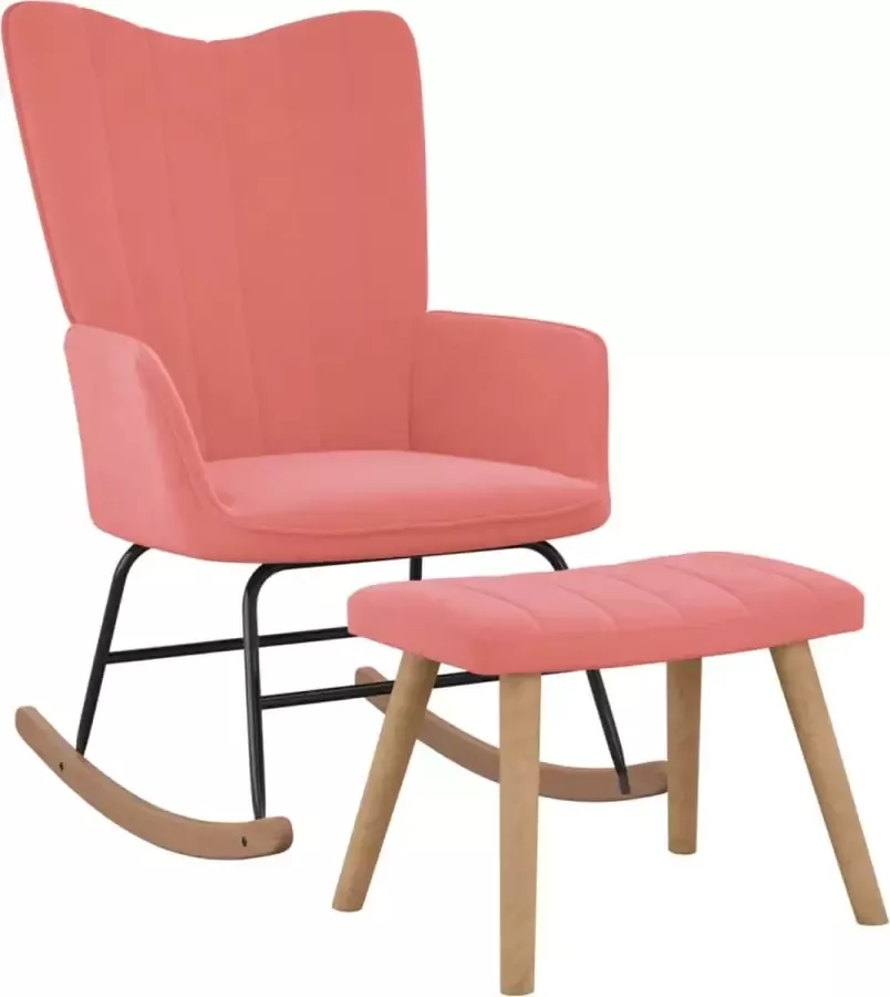 ForYou Prolenta Premium Schommelstoel met voetenbank fluweel roze