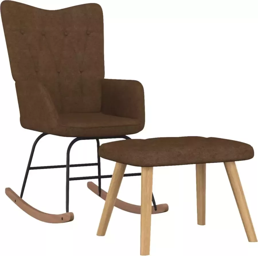 Prolenta Premium Schommelstoel met voetenbank stof bruin