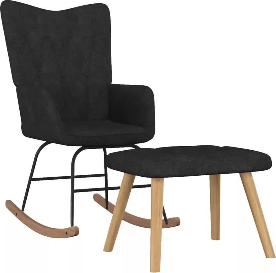 Prolenta Premium Schommelstoel met voetenbank stof zwart