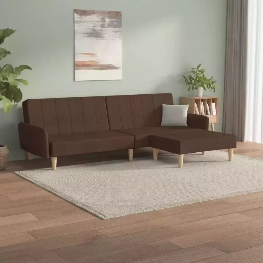 Prolenta Premium Slaapbank 2-zits met voetenbank stof bruin
