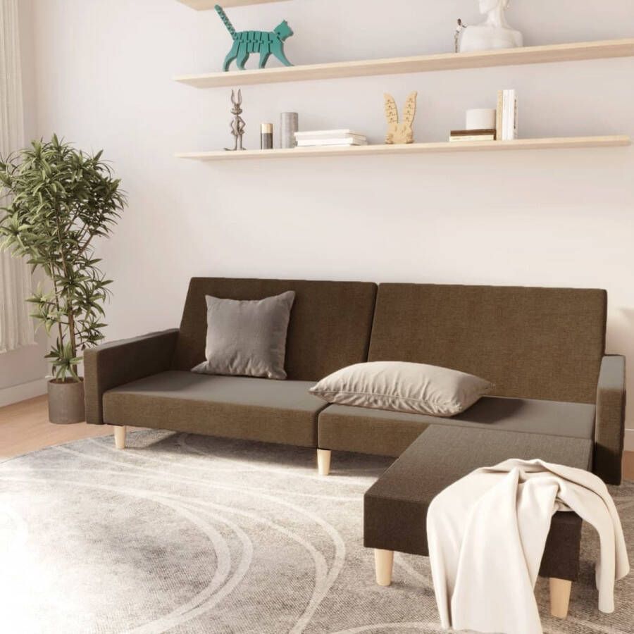 Prolenta Premium Slaapbank 2-zits met voetenbank stof bruin
