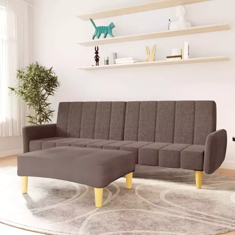 ForYou Prolenta Premium Slaapbank 2-zits met voetenbank stof taupe - Foto 3