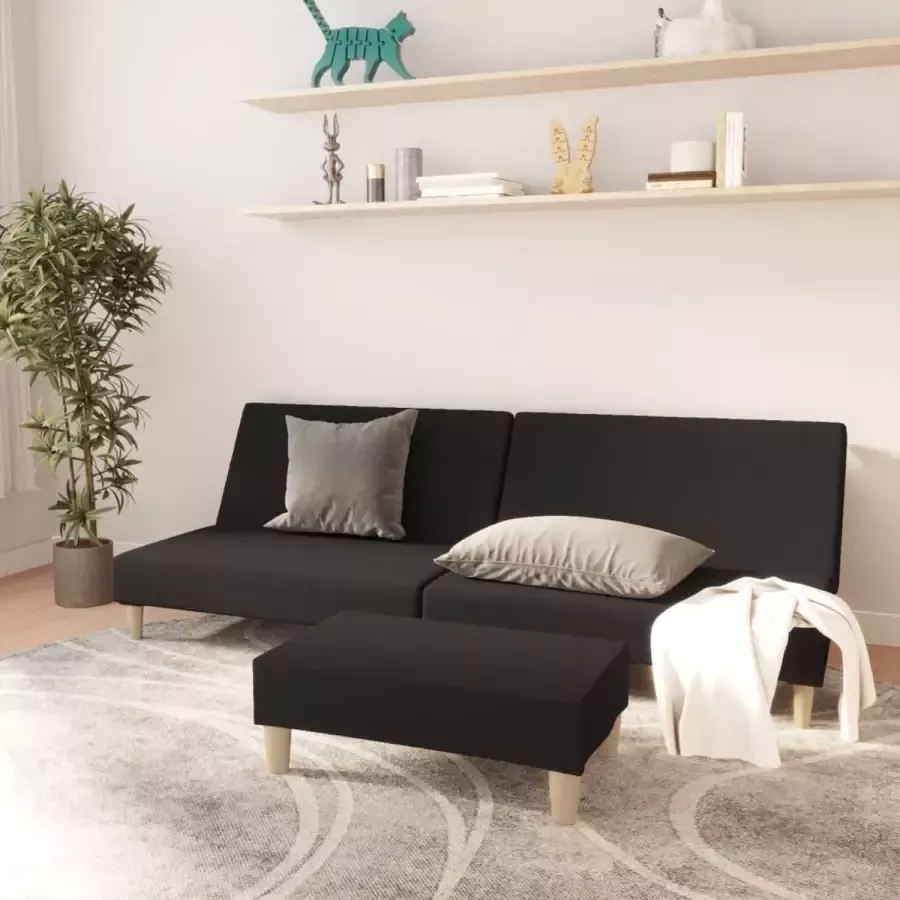 ForYou Prolenta Premium Slaapbank 2-zits met voetenbank stof zwart