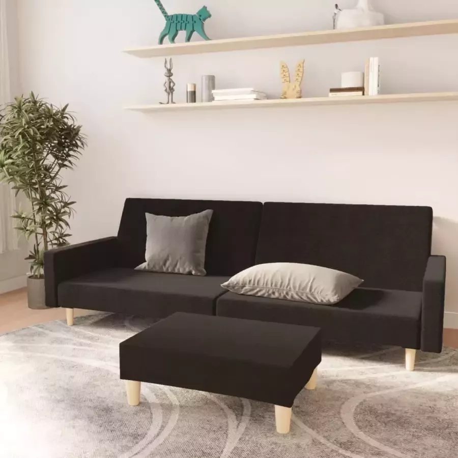 ForYou Prolenta Premium Slaapbank 2-zits met voetenbank stof zwart - Foto 4