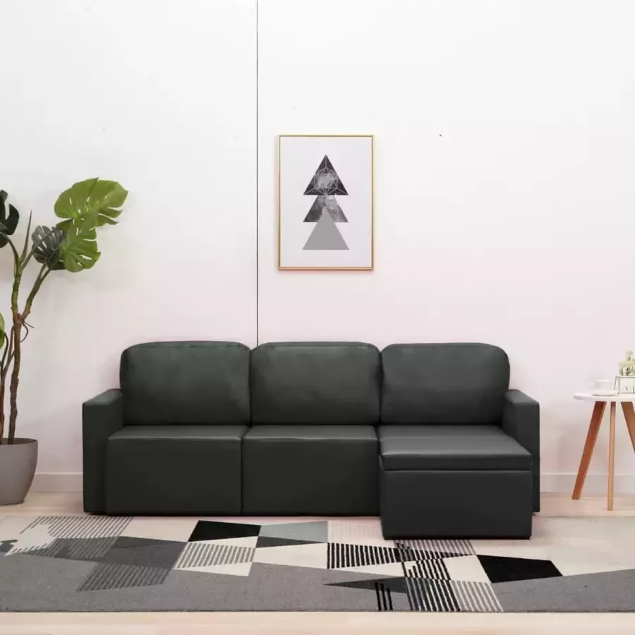 Prolenta Premium Slaapbank driezits modulair kunstleer grijs
