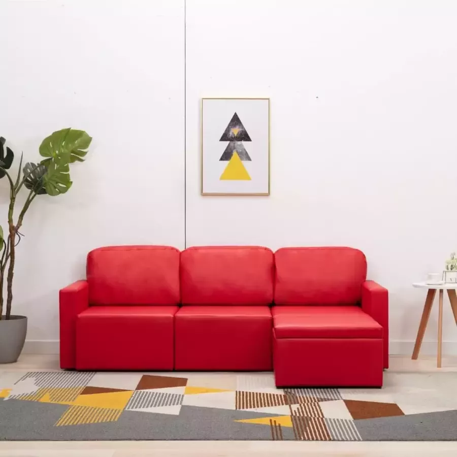 Prolenta Premium Slaapbank driezits modulair kunstleer rood