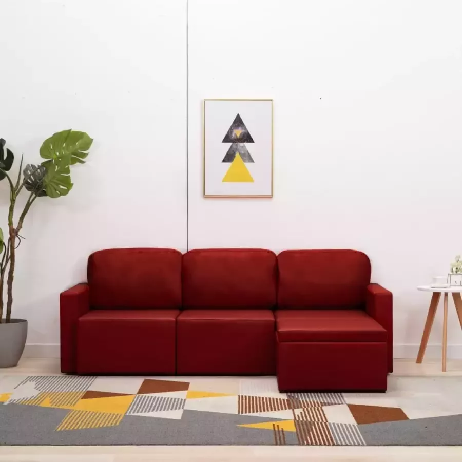 Prolenta Premium Slaapbank driezits modulair kunstleer wijnrood