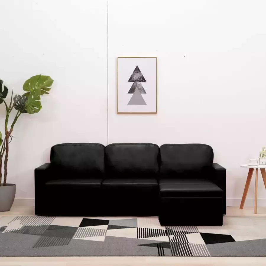 Prolenta Premium Slaapbank driezits modulair kunstleer zwart