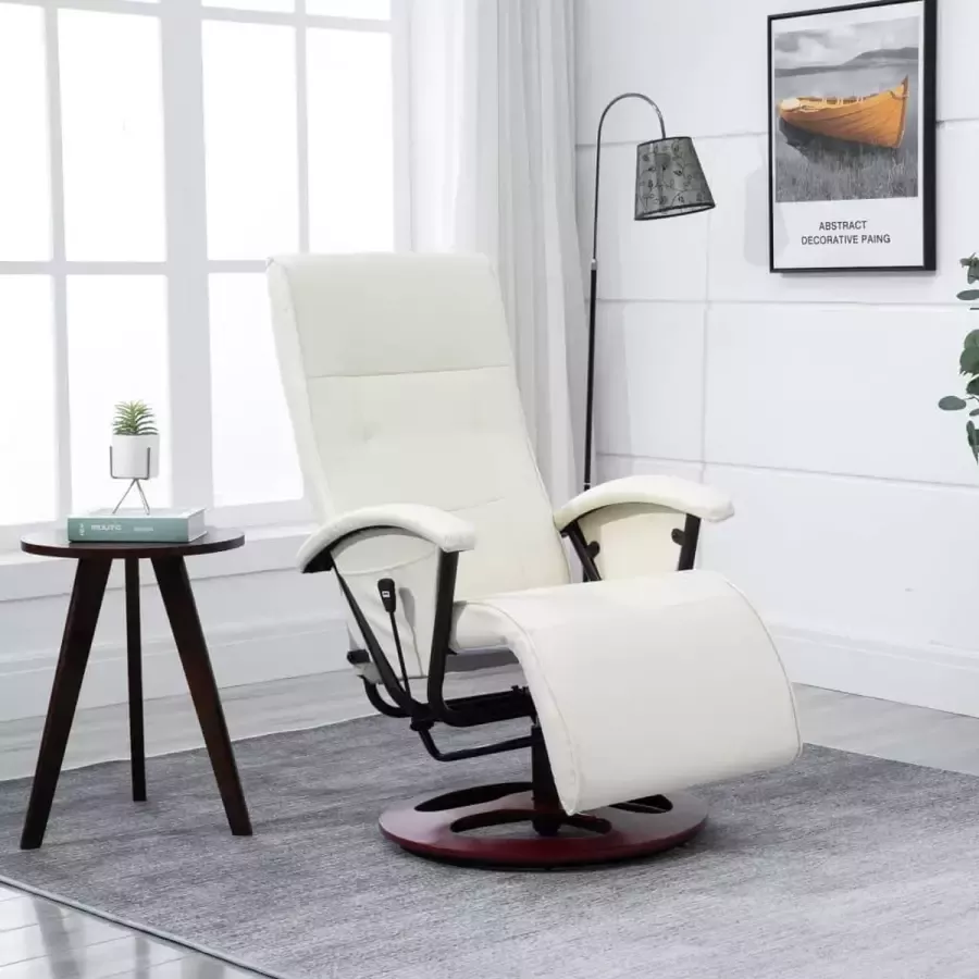 Prolenta Premium Televisiefauteuil draaibaar kunstleer crème- Fauteuil Fauteuils met armleuning Hoes stretch Relax Design