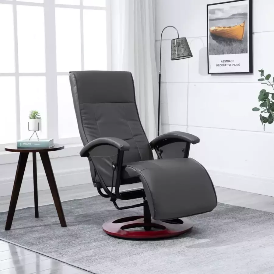 Prolenta Premium Televisiefauteuil draaibaar kunstleer grijs- Fauteuil Fauteuils met armleuning Hoes stretch Relax Design