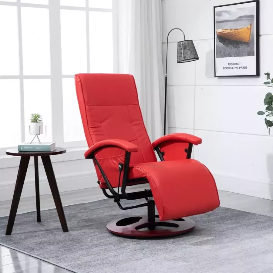 Prolenta Premium Televisiefauteuil draaibaar kunstleer rood- Fauteuil Fauteuils met armleuning Hoes stretch Relax Design