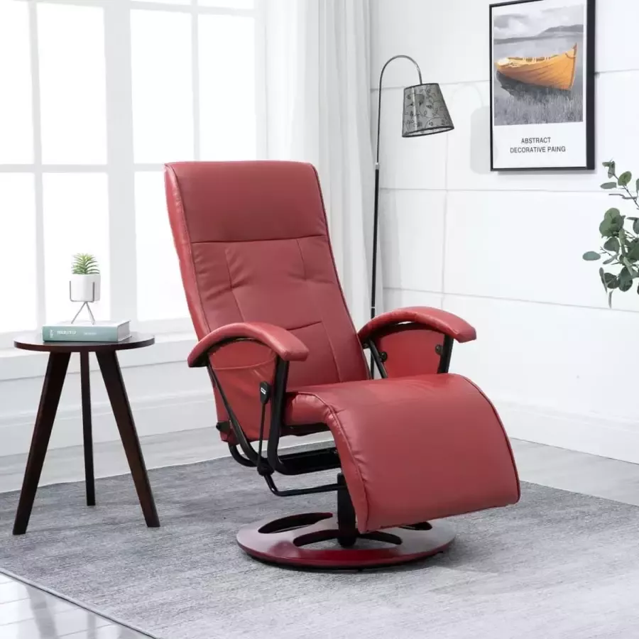 Prolenta Premium Televisiefauteuil draaibaar kunstleer wijnrood- Fauteuil Fauteuils met armleuning Hoes stretch Relax Design
