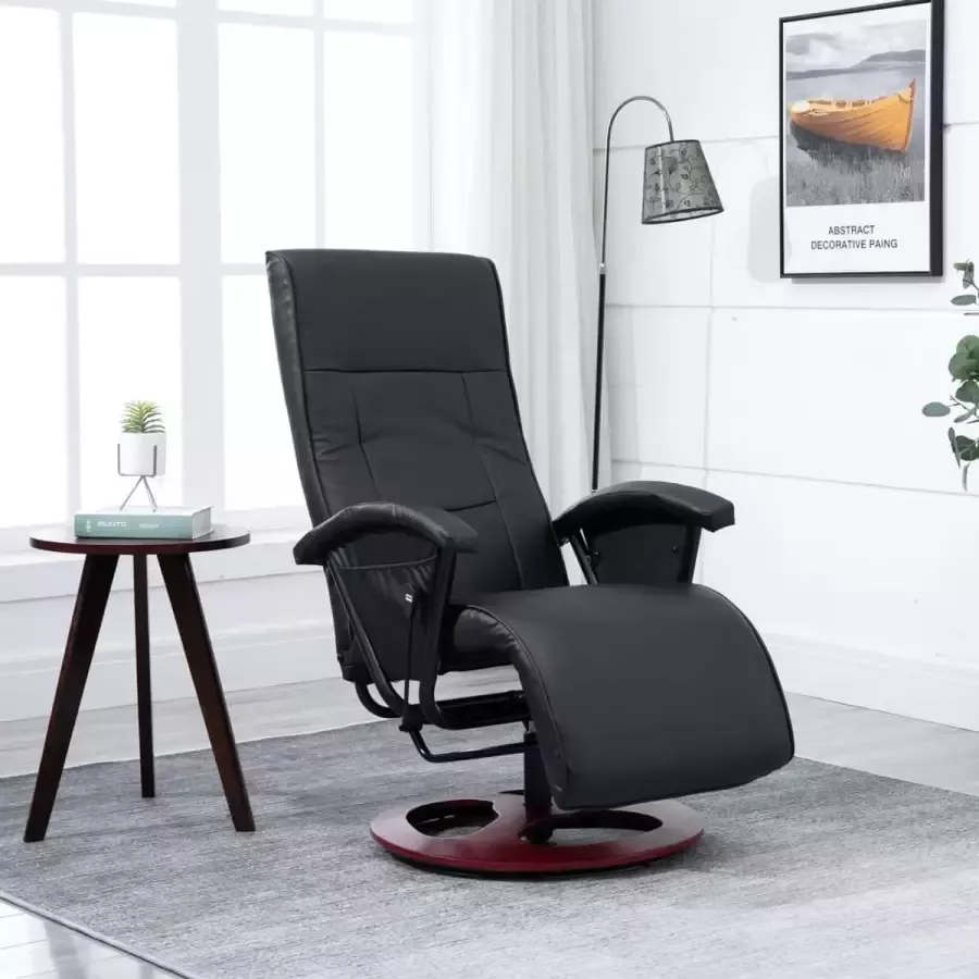 Prolenta Premium Televisiefauteuil draaibaar kunstleer zwart- Fauteuil Fauteuils met armleuning Hoes stretch Relax Design