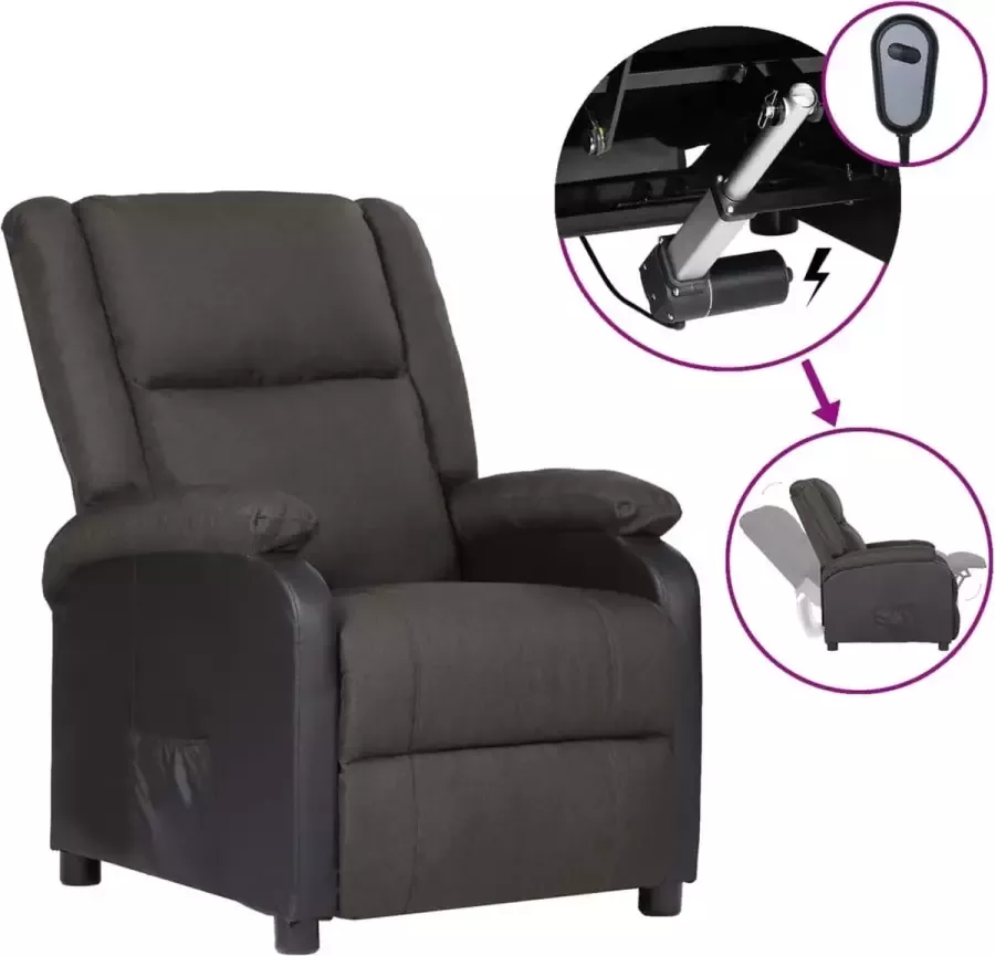 Prolenta Premium Televisiefauteuil elektrisch kunstleer en stof donkergrijs- Fauteuil Fauteuils met armleuning Hoes stretch Relax Design