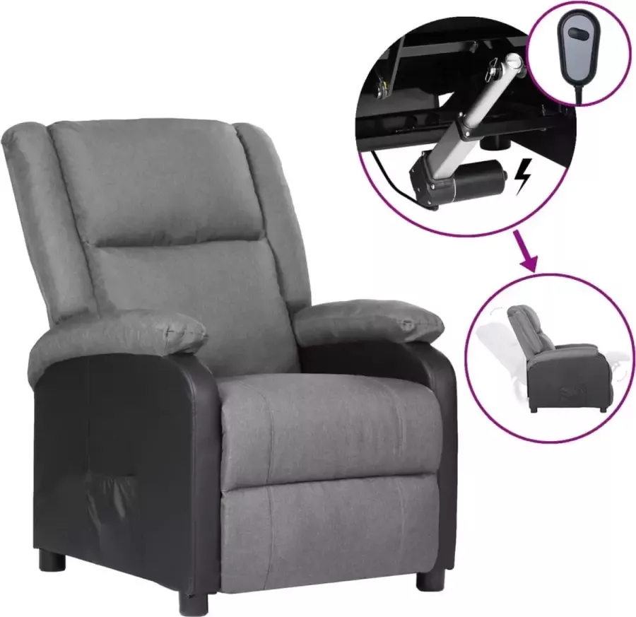 Prolenta Premium Televisiefauteuil elektrisch kunstleer en stof lichtgrijs- Fauteuil Fauteuils met armleuning Hoes stretch Relax Design