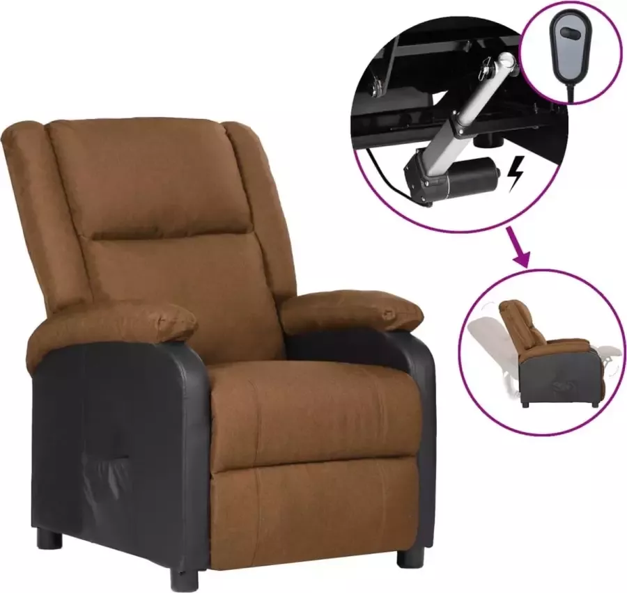 Prolenta Premium Televisiefauteuil elektrisch kunstleer en stof taupe- Fauteuil Fauteuils met armleuning Hoes stretch Relax Design