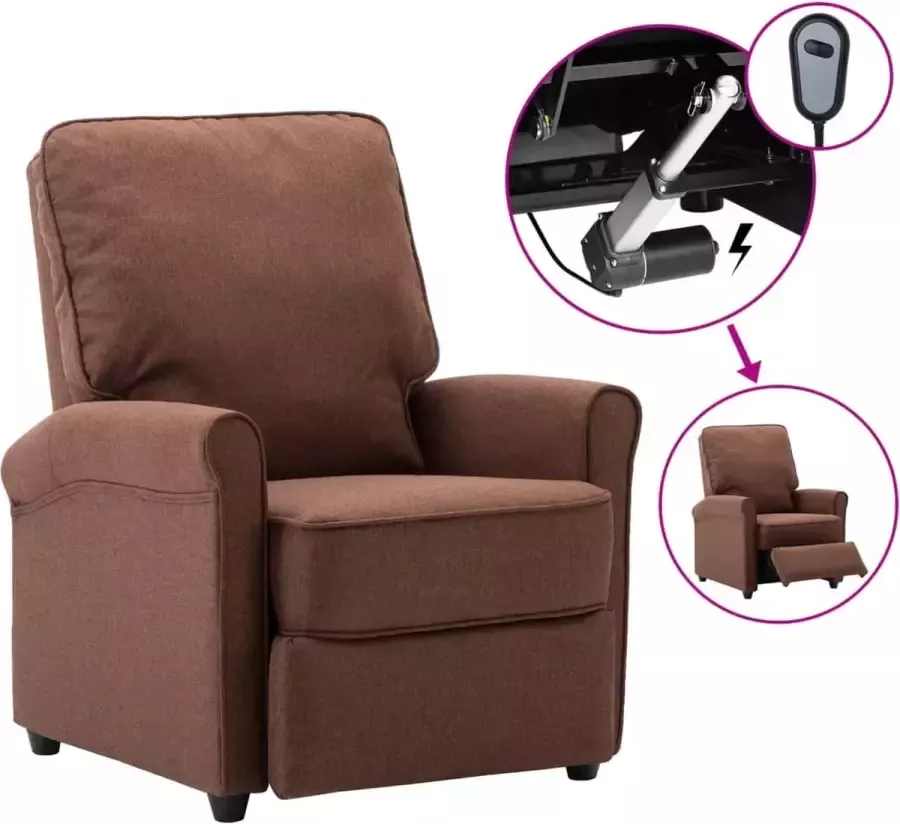 Prolenta Premium Televisiefauteuil elektrisch stof bruin- Fauteuil Fauteuils met armleuning Hoes stretch Relax Design - Foto 2