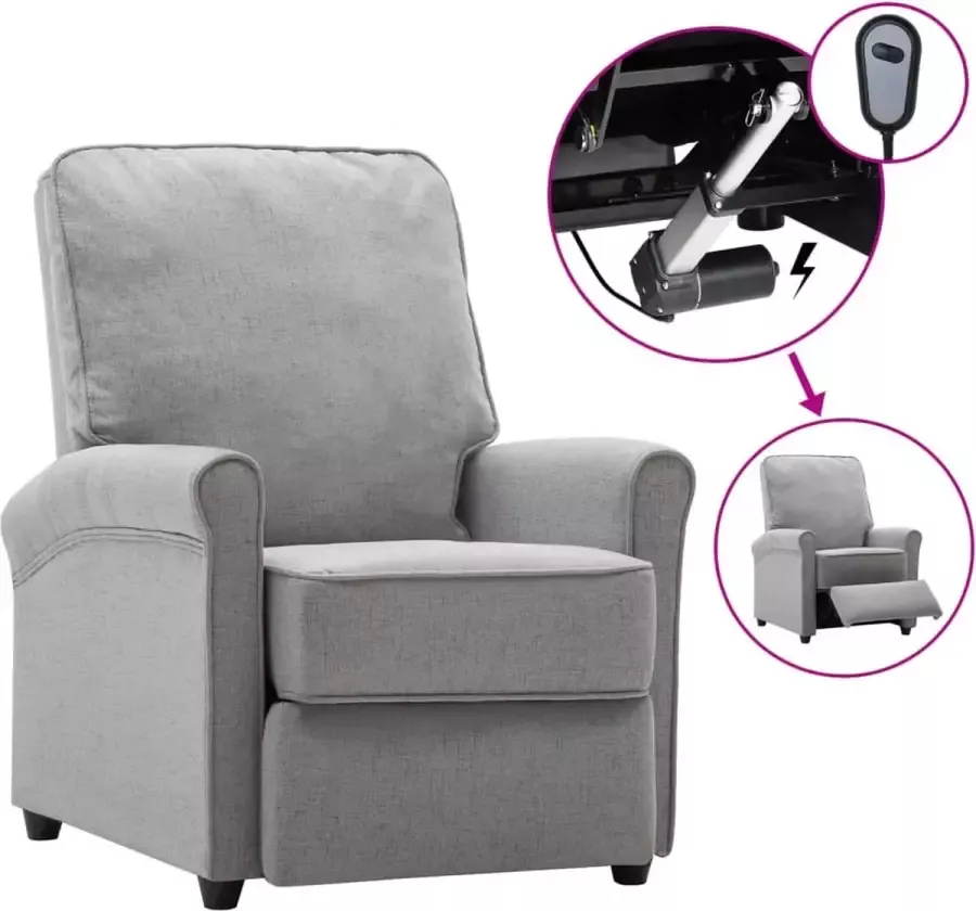 Prolenta Premium Televisiefauteuil elektrisch stof lichtgrijs- Fauteuil Fauteuils met armleuning Hoes stretch Relax Design