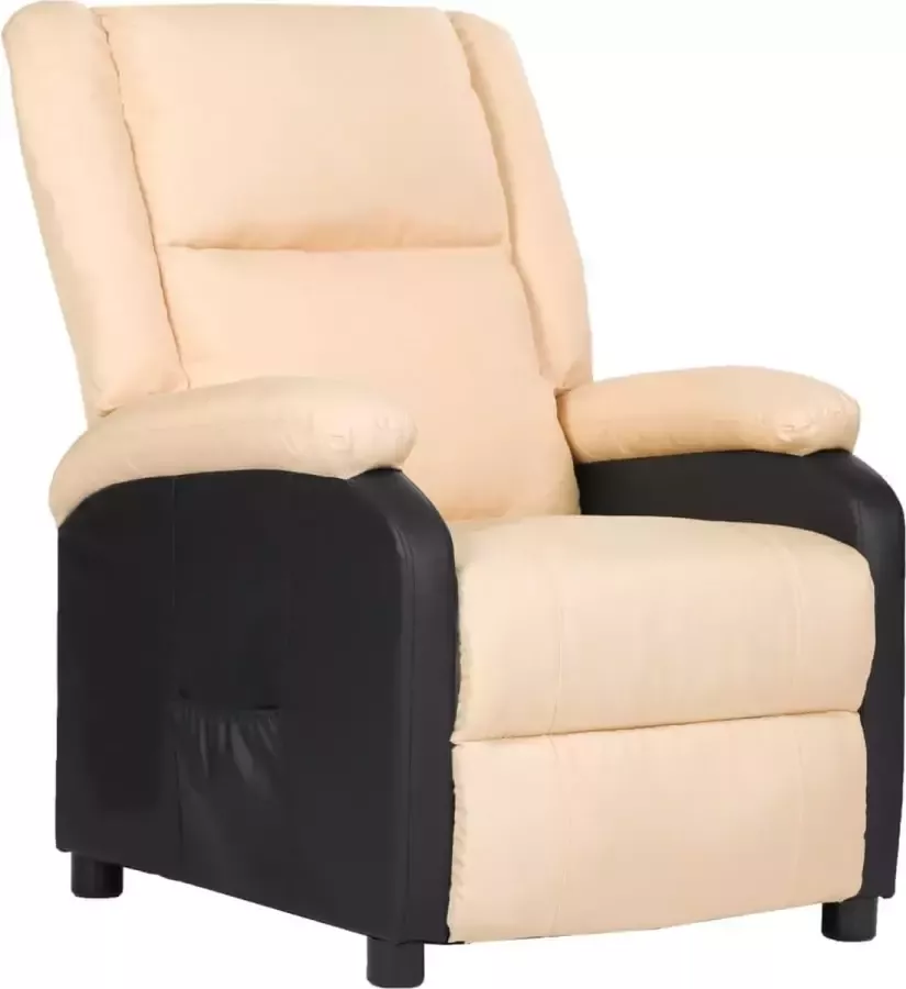 Prolenta Premium Televisiefauteuil kunstleer en stof crèmekleurig- Fauteuil Fauteuils met armleuning Hoes stretch Relax Design