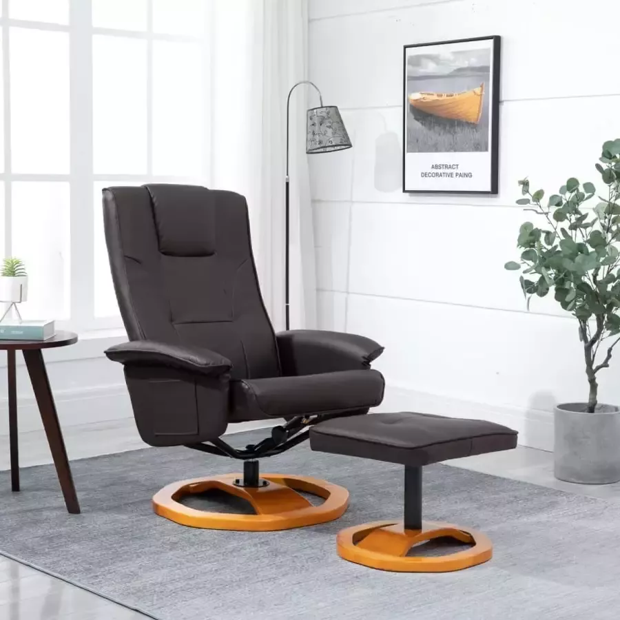 Prolenta Premium Televisiefauteuil met voetenbankje draaibaar kunstleer bruin- Fauteuil Fauteuils met armleuning Hoes stretch Relax Design