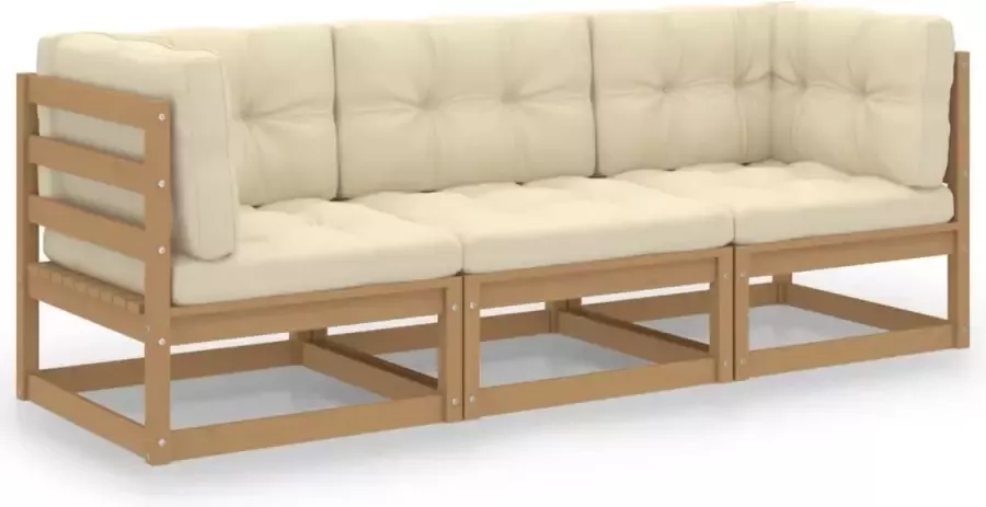 Prolenta Premium Tuinbank 3-zits met kussens massief grenenhout