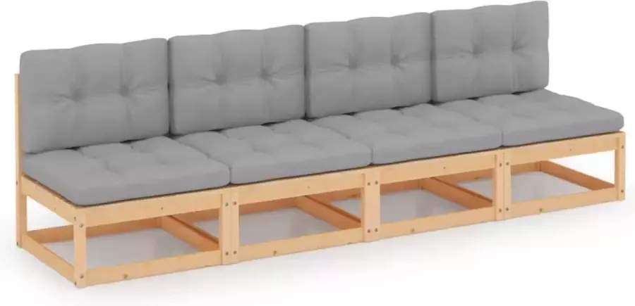 Prolenta Premium Tuinbank 4-zits met kussens massief grenenhout