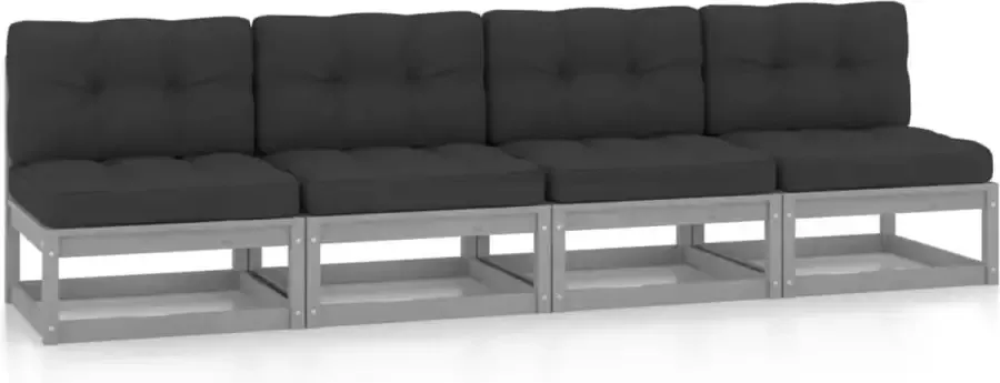 Prolenta Premium Tuinbank 4-zits met kussens massief grenenhout