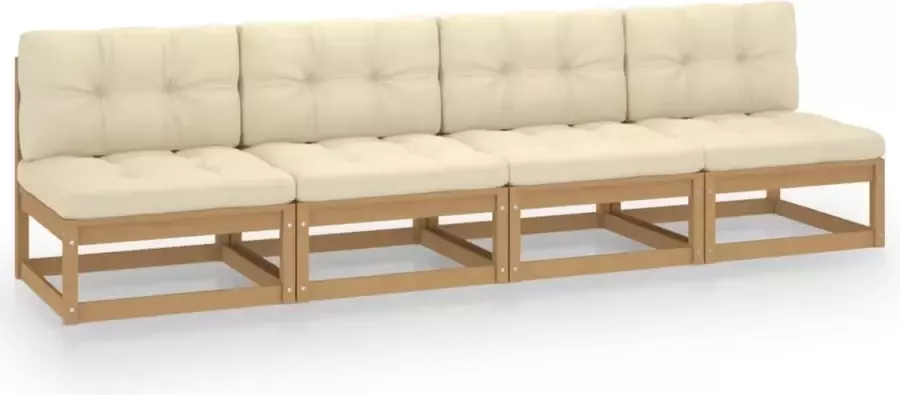 Prolenta Premium Tuinbank 4-zits met kussens massief grenenhout