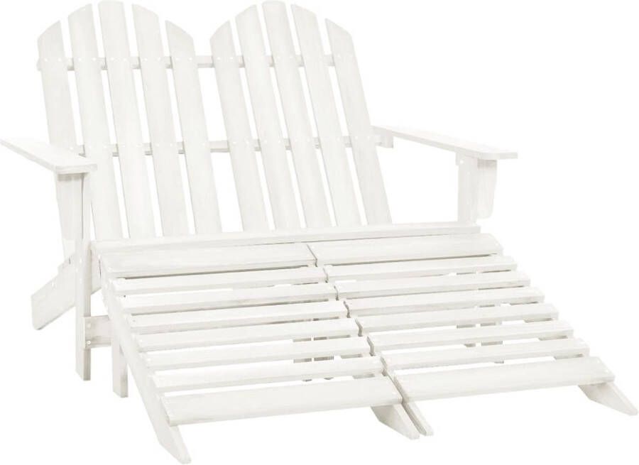 Prolenta Premium Tuinstoel 2-zits Adirondack met voetenbank vurenhout wit