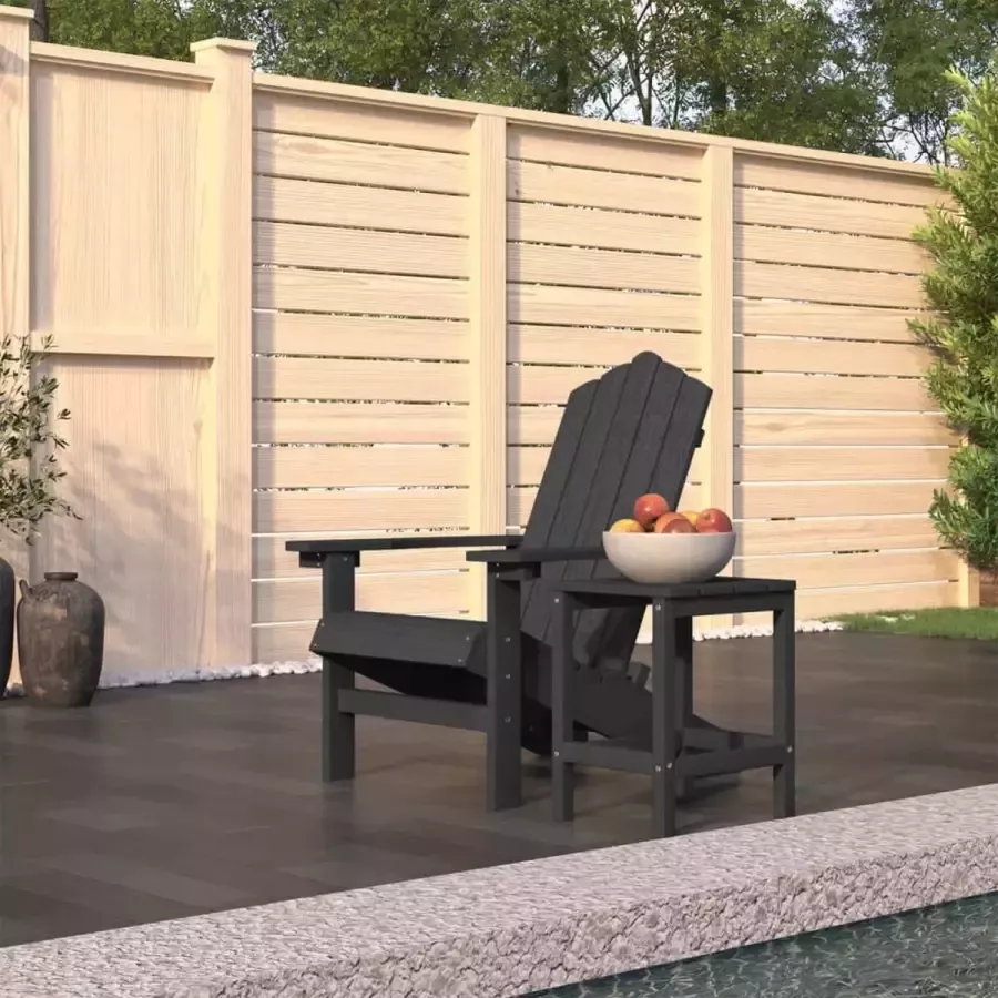 Prolenta Premium Tuinstoel Adirondack met tafel HDPE antracietkleurig