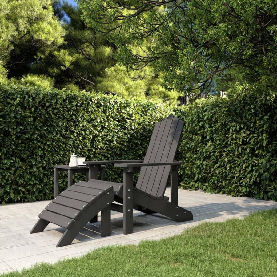 Prolenta Premium Tuinstoel Adirondack met voetenbank HDPE antracietkleurig