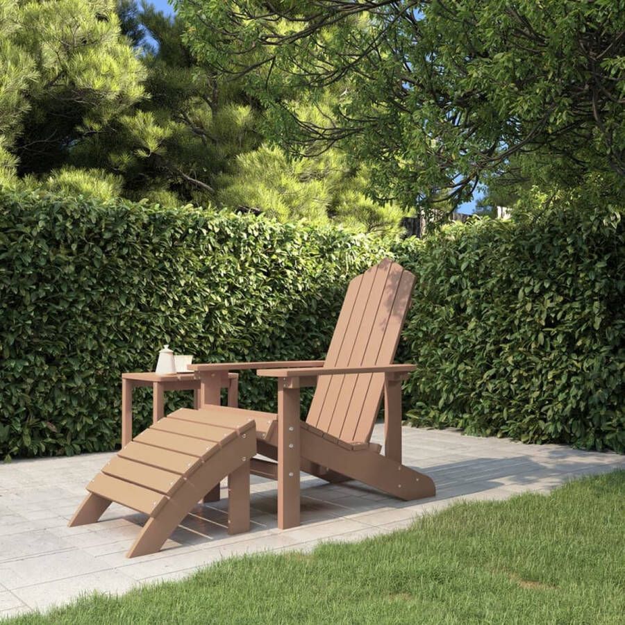 Prolenta Premium Tuinstoel Adirondack met voetenbank HDPE bruin