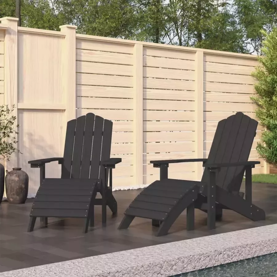 Prolenta Premium Tuinstoelen 2 st Adirondack met voetensteunen HDPE antraciet