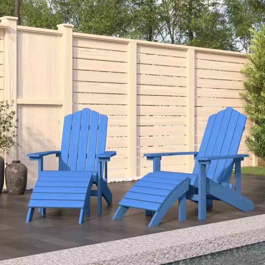 Prolenta Premium Tuinstoelen 2 st Adirondack met voetensteunen HDPE aquablauw