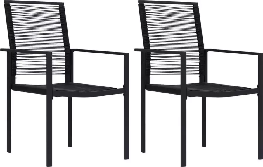 Prolenta Premium Tuinstoelen 2 st PVC-rattan zwart