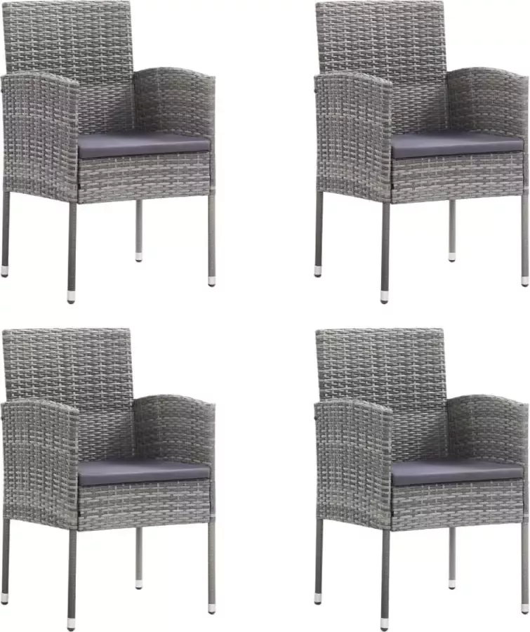 Prolenta Premium Tuinstoelen 4 st poly rattan antraciet