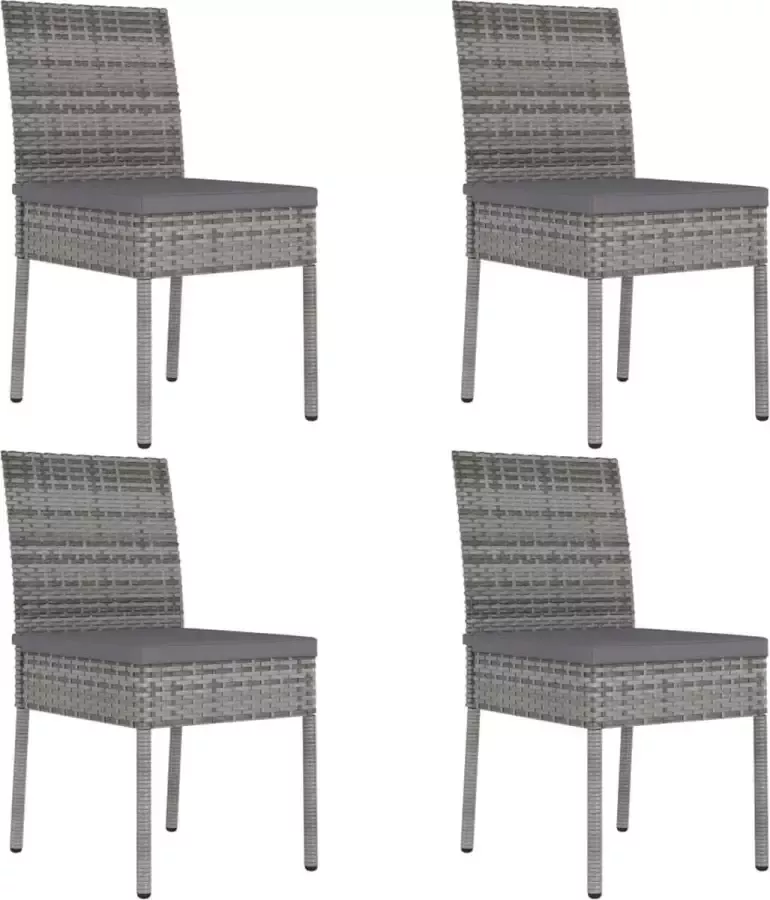 Prolenta Premium Tuinstoelen 4 st poly rattan grijs