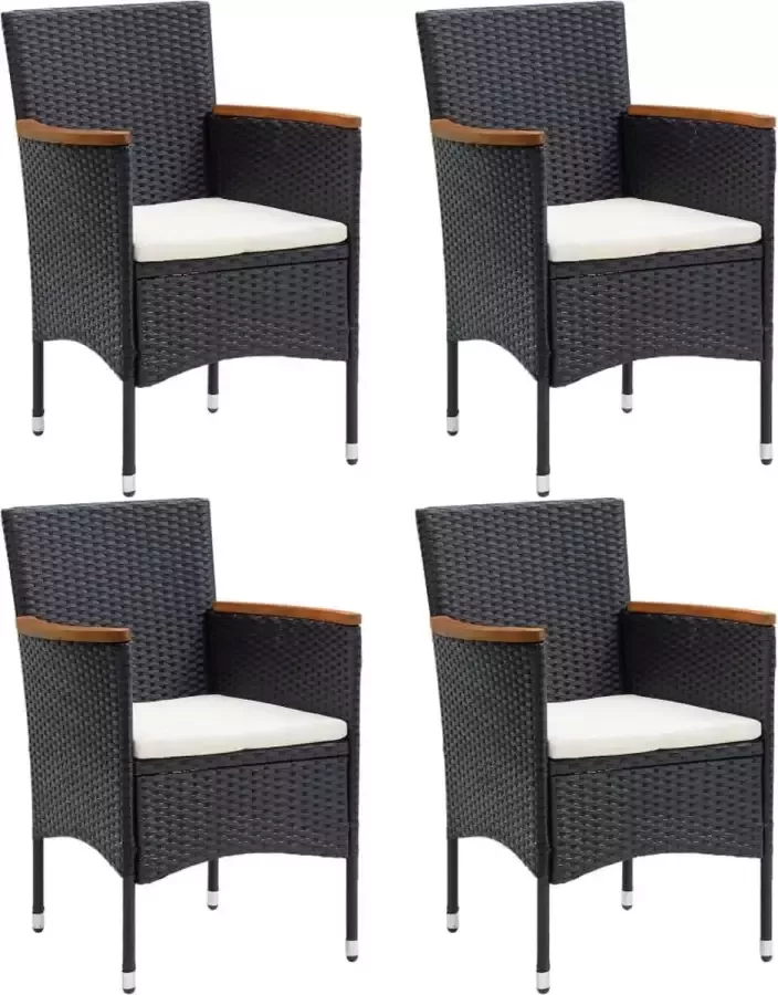 Prolenta Premium Tuinstoelen 4 st poly rattan zwart