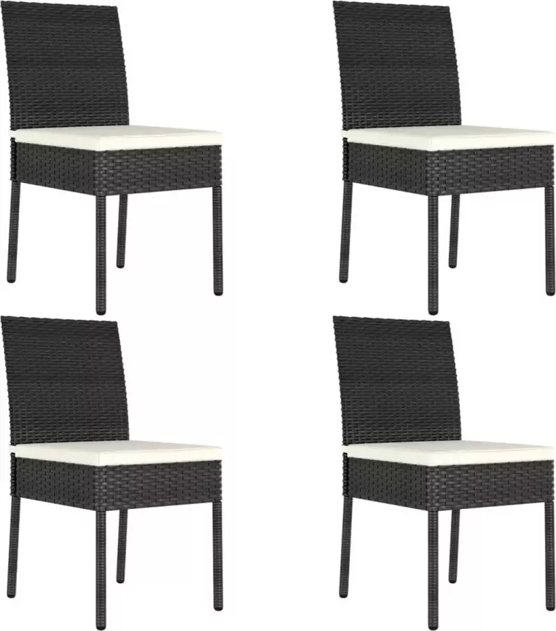 Prolenta Premium Tuinstoelen 4 st poly rattan zwart