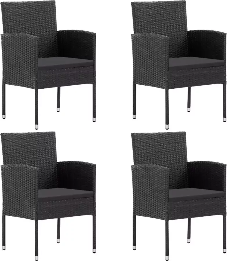 Prolenta Premium Tuinstoelen 4 st poly rattan zwart