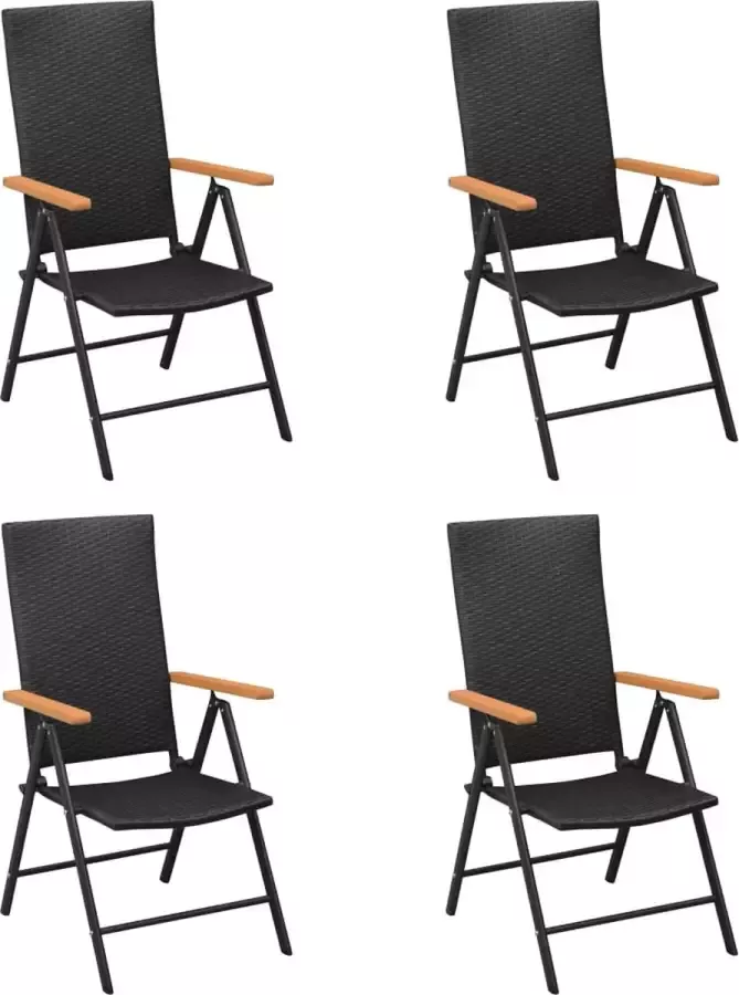 Prolenta Premium Tuinstoelen 4 st poly rattan zwart