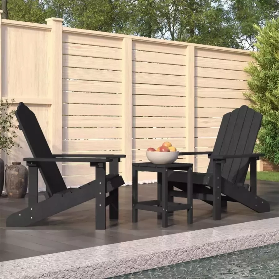 Prolenta Premium Tuinstoelen Adirondack met tafel HDPE antracietkleurig